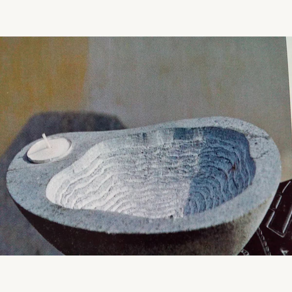 Stone Water Bowl with Tealight Holder