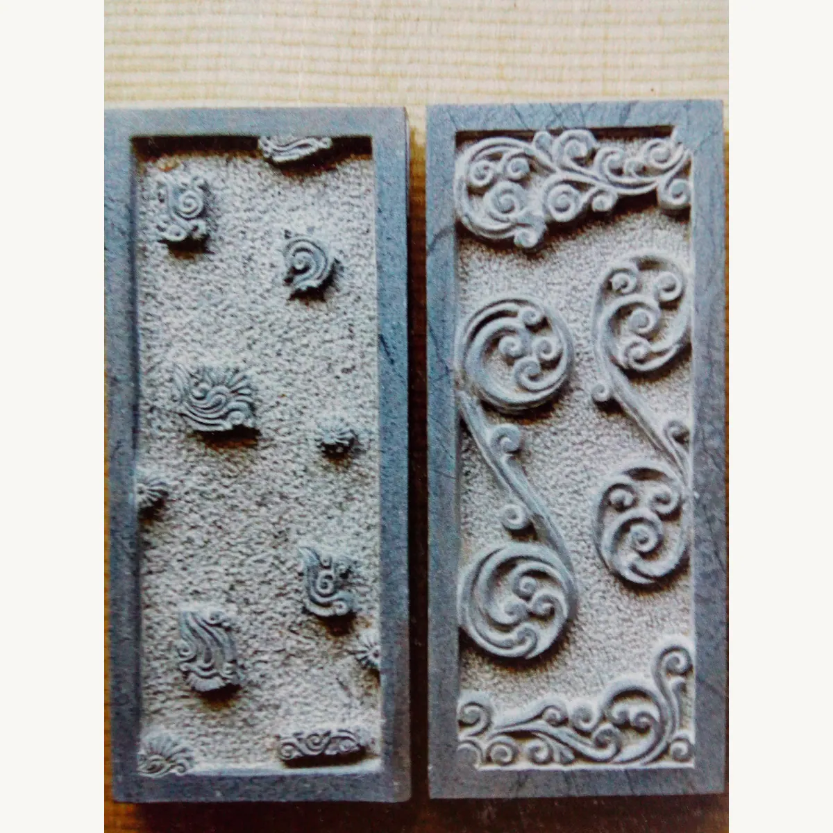 Carved stone office feature wall panel