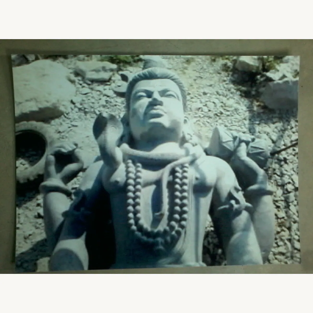 Stone Shiva idol close-up carving detail