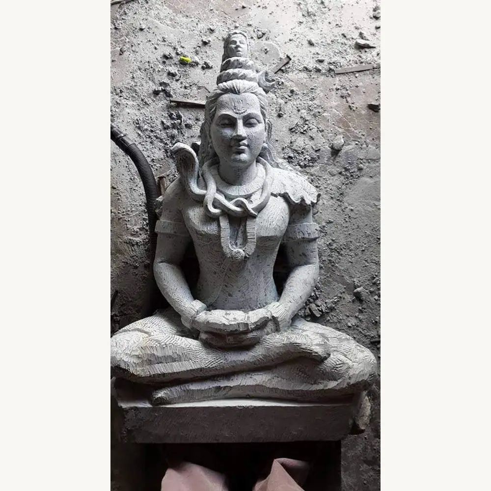 Stone Shiva idol relief carving detail